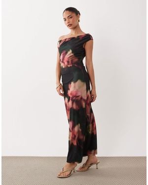 Forever New Asymmetrisches mesh-midikleid mit blumenmuster - Weiß