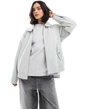 ASOS Leather Look Bomber Jacket - Grey