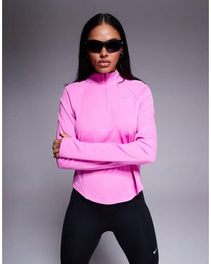 Nike Tempo Dri-Fit Half Zip Long Sleeve T-Shirt - Pink