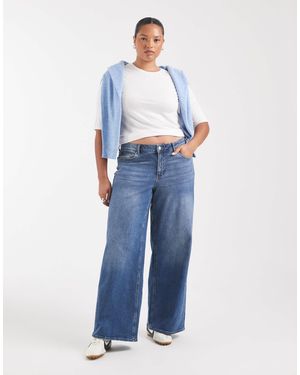 Vero Moda Sandie Mid Rise Wide Leg Stretch Jeans - Blue