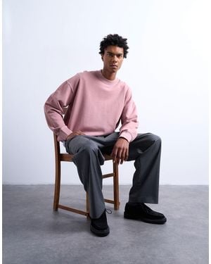 TOPMAN Premium Oversized Drop Shoulder Sweatshirt - Pink