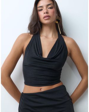 Missy Empire Halterneck Mesh Top Co-Ord - Blue