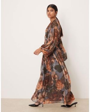 ASOS Macrame Waisted Detail Maxi Dress - Brown