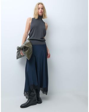 & Other Stories Kniited High Neck Top With Drop Arm Hole - Blue