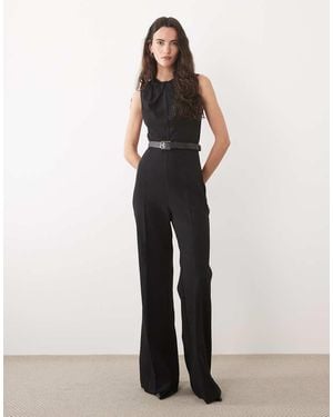 Mango Sleeveless Belted Jumpsuit - White