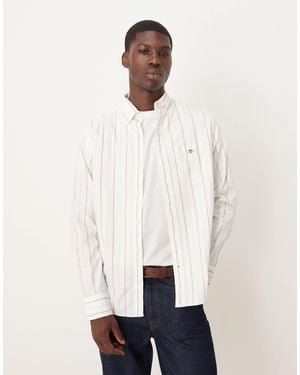 GANT Regular Fit Classic Oxford Striped Logo Shirt - White