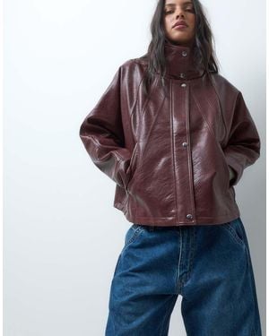 ASOS Giacca Effetto Pelle Con Maniche A Pipistrello Anni '80 - Viola