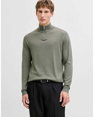 Jack & Jones À zip 1/4 en vétiver - Vert