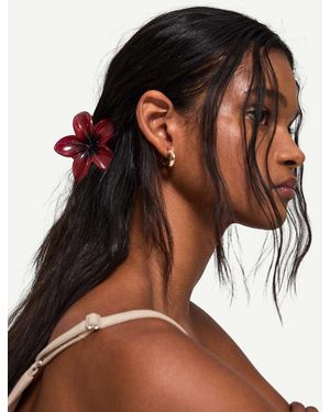 Bershka Set Van 2 Bloemvormige Haarklemmen - Bruin