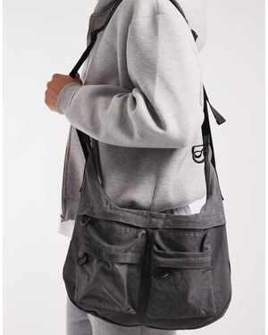 ASOS Canvas Crossbody Bag With Utility Detail - Grey