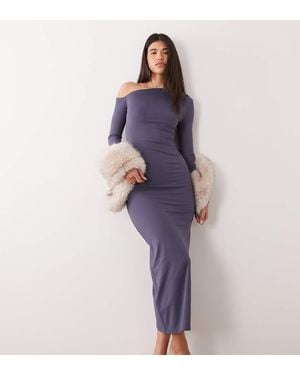 The Frolic Exclusive Jersey Supersoft Off Shoulder Maxi Dress - Blue