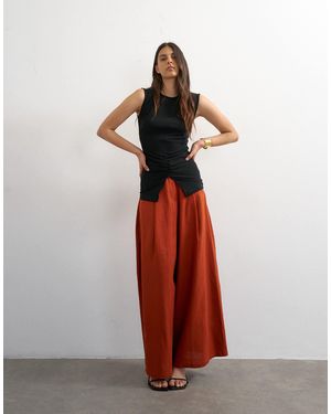 TOPSHOP Linen A Line Wide Leg Trouser - Red