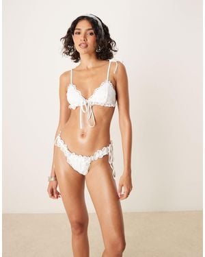 For Love & Lemons Daisy Eyelet Triangle Bikini Top - Blue