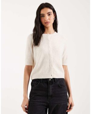 Vero Moda Gebreid Vest Met Ronde Hals En Korte Mouwen - Wit