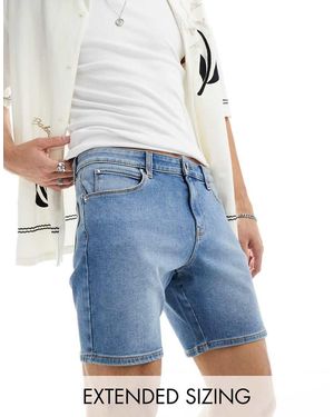 ASOS Pantaloncini Di Jeans Taglio Medio Skinny Lavaggio Medio - Blu
