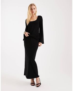 ASOS Angle Sleeve Twist Detail Maxi Dress - Black