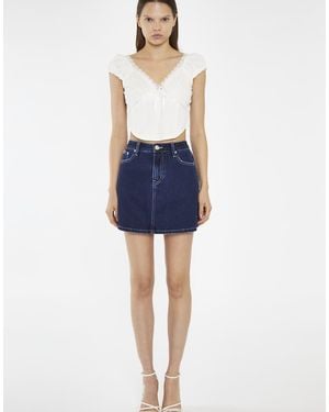 Glamorous Side Split Denim Mini-Skirt - Blue