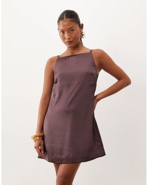 ASOS Asos Design Petite Satin Cami Shift Mini Dress - Purple