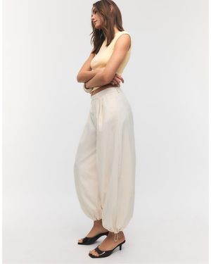Stradivarius Darted Technical Sarouel Trousers - Natural