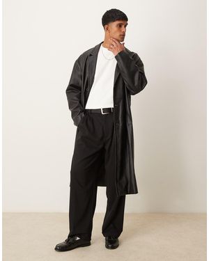ASOS Oversized Trenchcoat Van Imitatieleer - Zwart