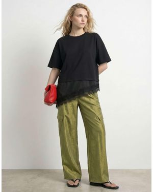 HYPEDROP Top asymétrique en dentelle - Noir