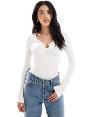 New Look – langärmliger body - Weiß