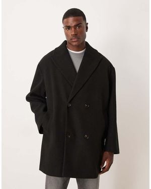ASOS Oversized Wool Look Peacoat - Black