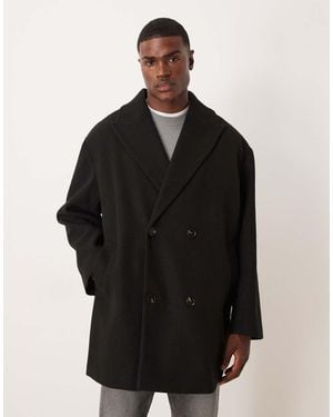 ASOS Oversized Wool Look Peacoat - Black