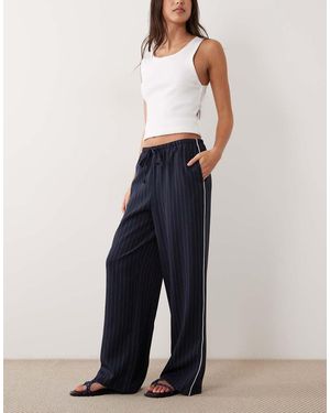 New Look Pinstripe Wide Leg Trousers - Blue