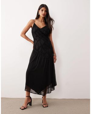 Aware – bodycon-midikleid aus chiffon - Schwarz