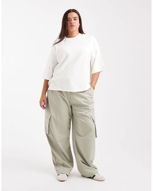ASOS Curve Tailored Utility Barrel Trousers - White