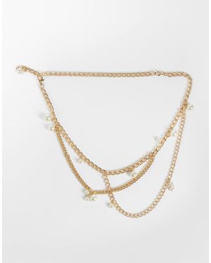 ASOS Ceinture à chaînes superposées avec perles es - Blanc