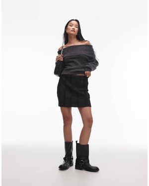TOPSHOP Minigonna Nera Plissé - Bianco