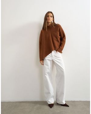 TOPSHOP Gestrickter pullover mit asymmetrischen einsätzen - Weiß