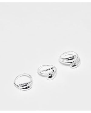 ASOS Multi-pack Of Rings With Bubble Wavy Design - Natural