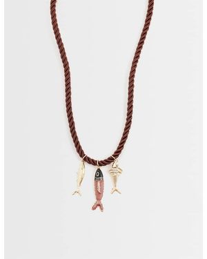 ONLY Fish Charms Cord Necklace - White
