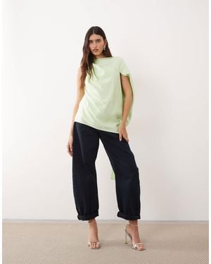 ARRANGE Drape Open Back Top - Green