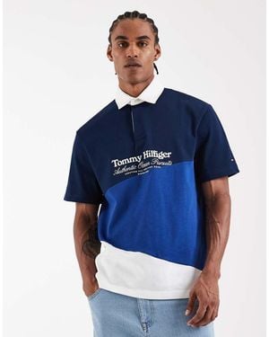 Tommy Hilfiger Colour Block Preppy Polo Shirt - Blue