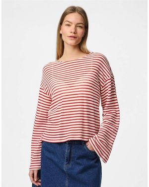 Pieces Top A Maniche Lunghe Cloud Dancer - Rosso