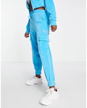 AsYou Velour Cargo Jogger Co-Ord With Graphic - Blue