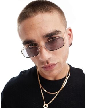 ASOS Rectangle Sunglasses With Light Lens - Black