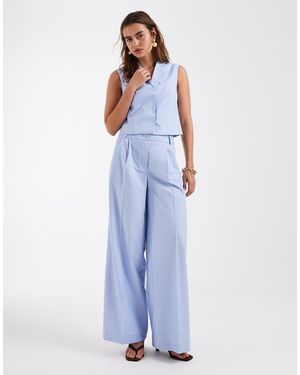 Vero Moda Pantaloni Sartoriali A Fondo Ampio Con Pieghe Sul Davanti Brunnera - Blu