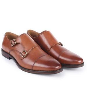 Thomas Crick Aubry Leather Double Monk Strap Shoes - Brown