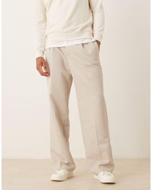 ASOS Smart Wide Leg Trousers - Natural