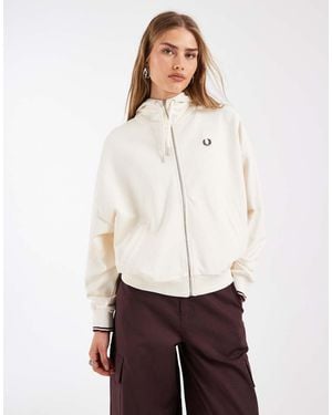 Fred Perry Tipped Logo Hoodie - White
