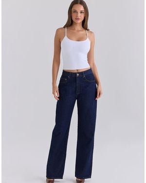 House Of Cb The Slim Boyfriend Dark Wash Straight-Leg Jeans - Blue