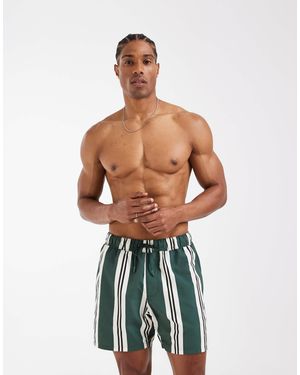 ASOS – mittellange badeshorts mit em streifen - Blau