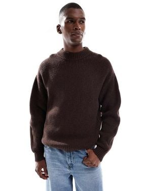 Lee Jeans Jersey Marrón De Punto Grueso De Mezcla De Lana De - Multicolor