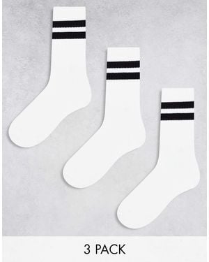 Weekday 3-pack Stripe Sport Socks - White
