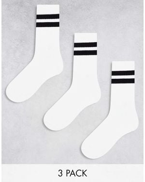 Weekday 3-pack Stripe Sport Socks - White